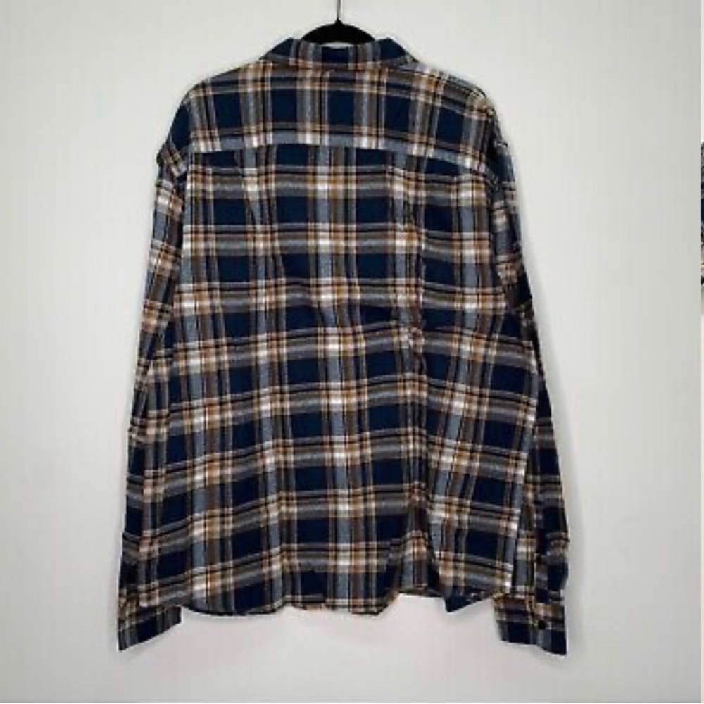Lucky Brand Men's Shirt XXL Classic Fit Long Sleeve Flannel Shirt Navy Blue - Picture 2 of 5